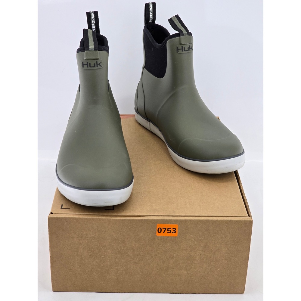 Huk Rogue Wave Fishing Boots Mens Size 13 Green Waterproof Rubber - Excellent
